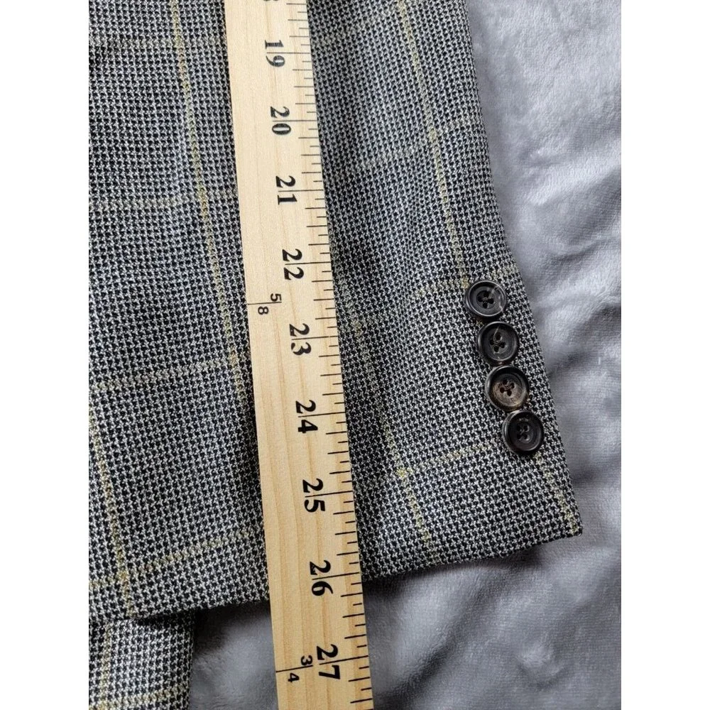 HICKEY FREEMAN 42L Canterbury Blazer Sport Coat‎ Windowpane Blazer Silk Wool